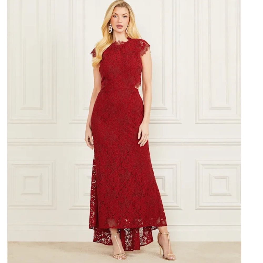 Marciano Hannah lace maxi dress gown with back cut out